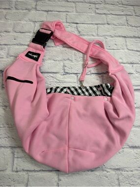 Natuya Small Pet Sling Carrier — Pink Shoulder Carrier with Check Trim